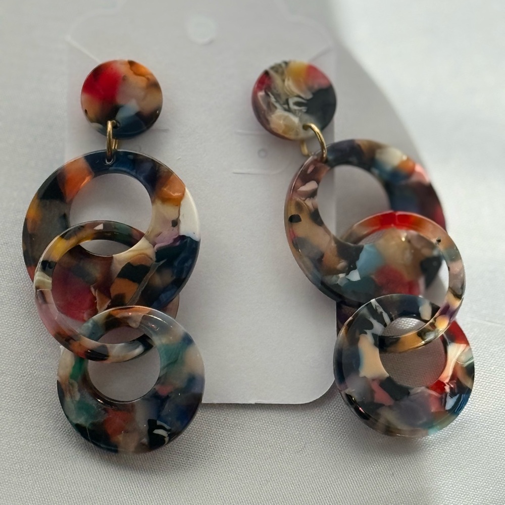 Multicolor Acrylic Dangle Earrings - image 1